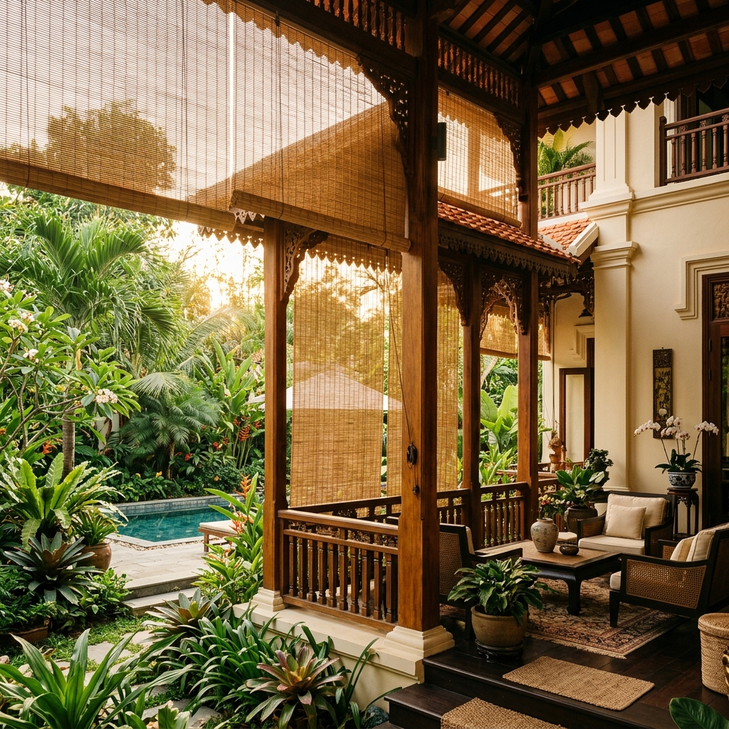 So sánh mành tre và rèm cuốn cho biệt thự