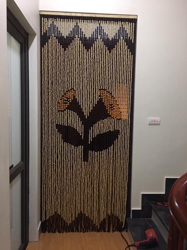 Mành hạt gỗ hình hoa sen