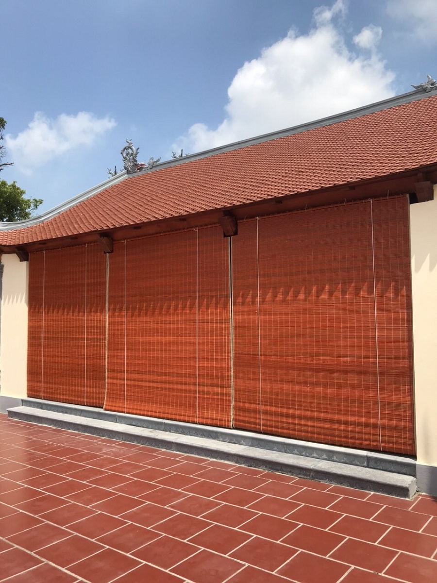 Chi tiết mành tre ngoài trời nhìn gần