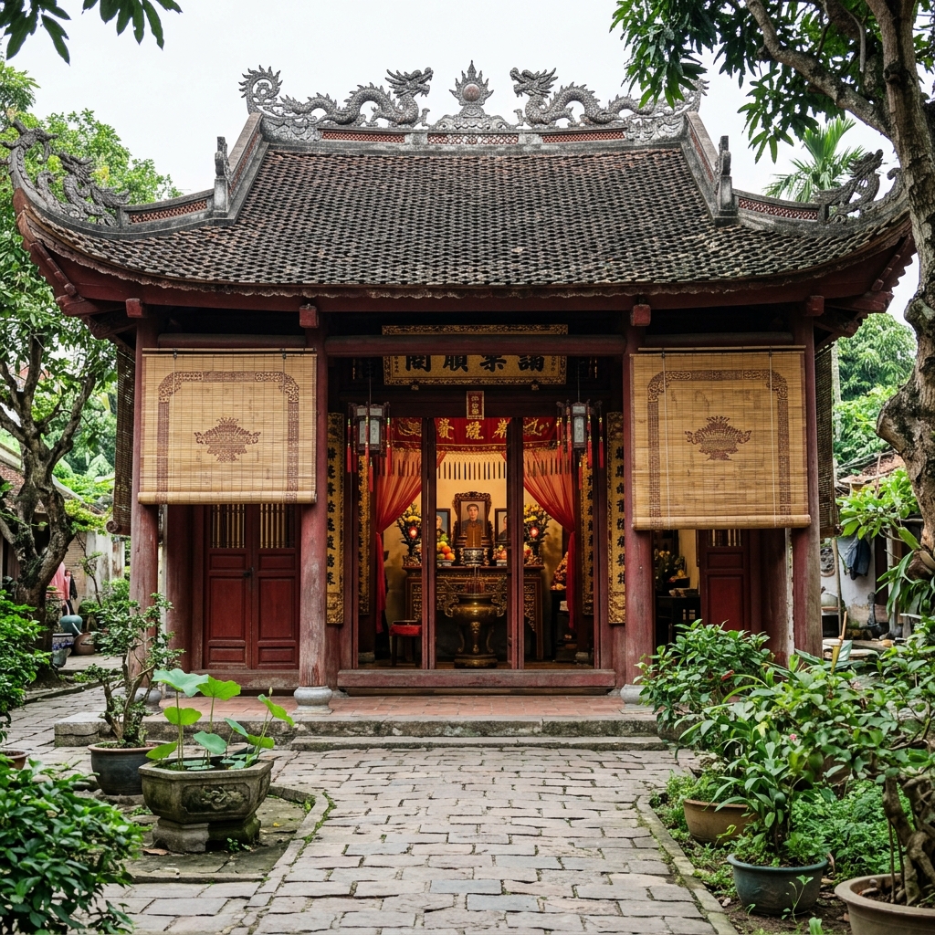 Các loại mành tre trúc lắp đặt tại nhà thờ họ - công trình Phong Vũ