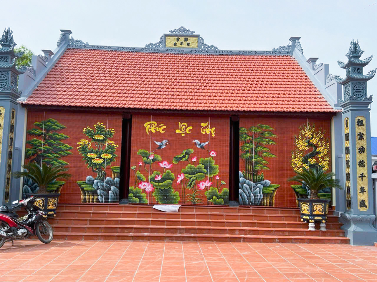 Mành trúc vẽ tranh Phúc Lộc Thọ - tác phẩm thủ công độc bản