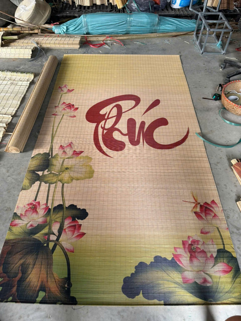 Mành Tăm Trúc In Tranh Chữ Phúc